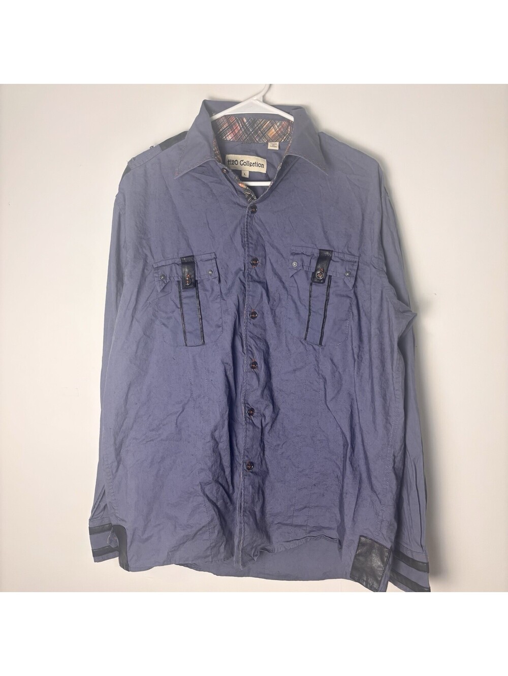 H2O Collection Large Men’s Button up Shirt Unique Hardware Details Techwear Y2K